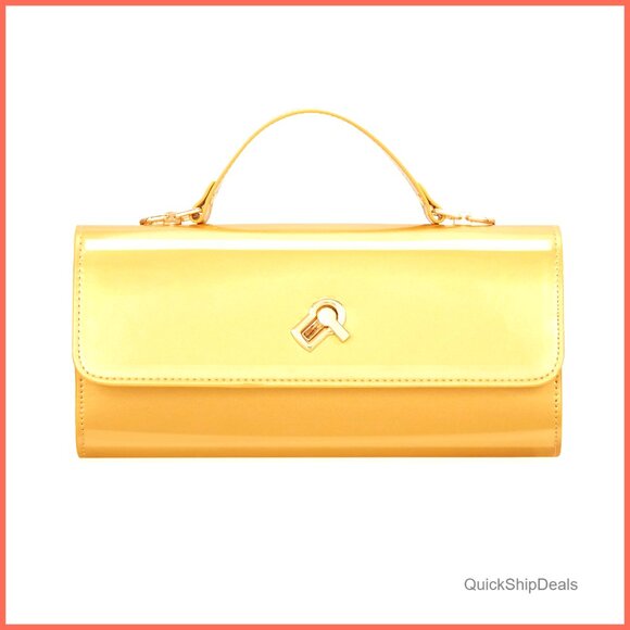 Metallic PU Leather Evening Clutch Purse with Adjustable Strap